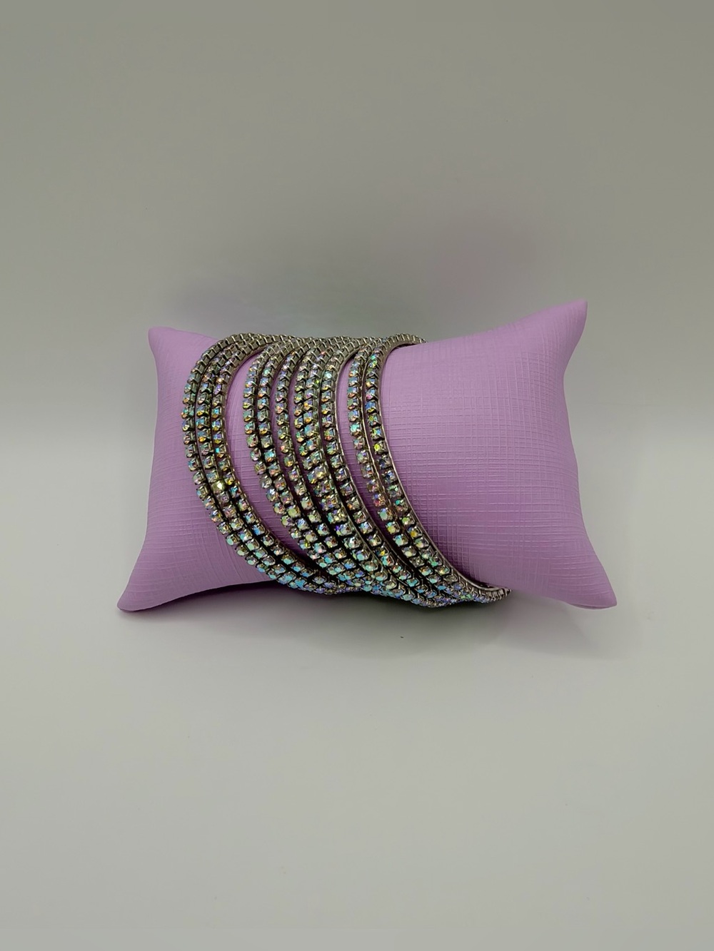 Rhinestone Multi-Row Bracelet - bangles Iridescent Crystals small set of 11